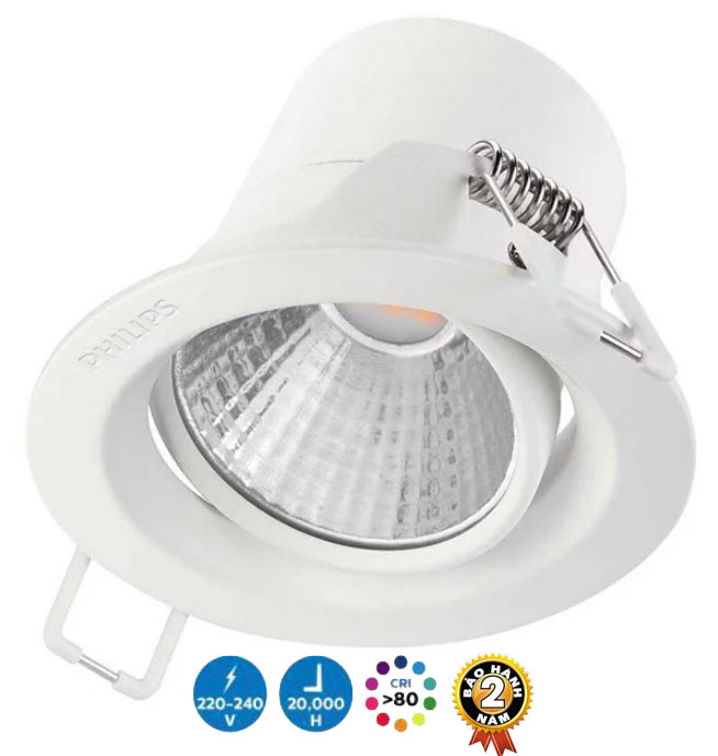 Đèn led downlight âm trần Philips Pomeron 3W trắng/bạc