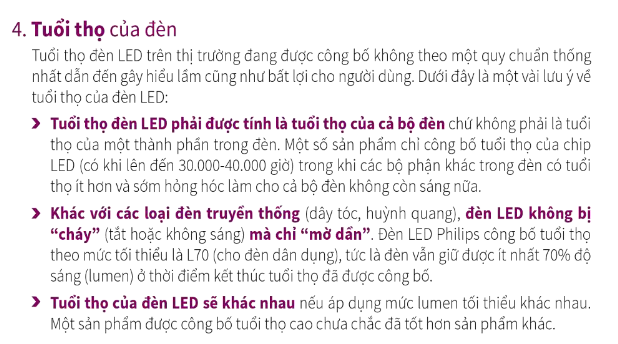 tuổi thọ của đèn