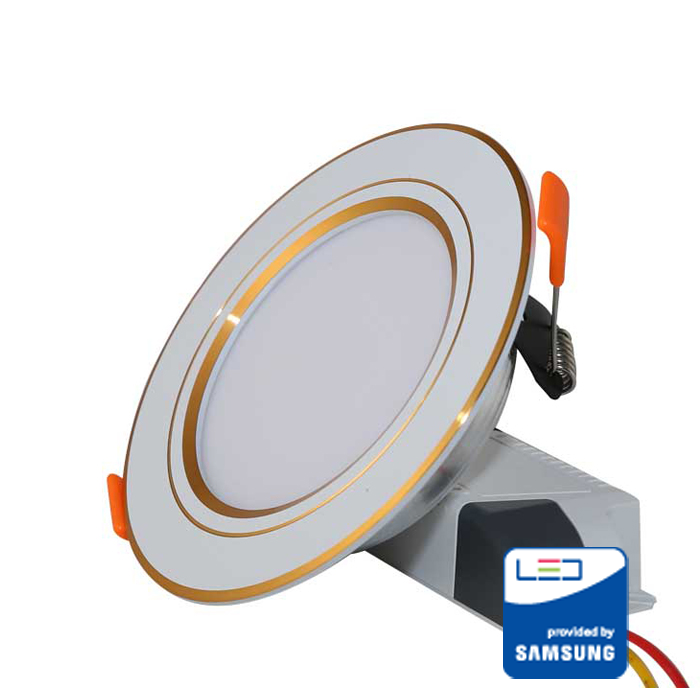 Đèn LED âm trần Rạng Đông viền vàng 9W 3 màu