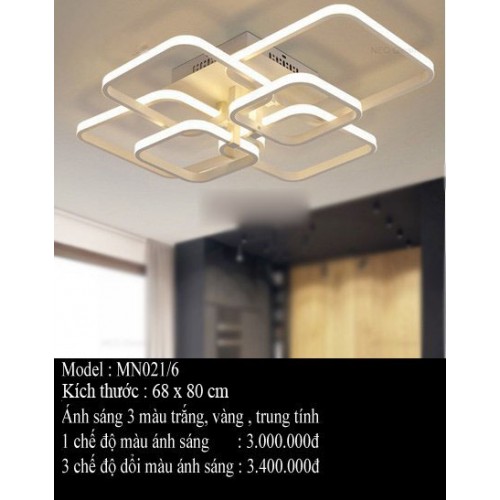 Đèn mâm led 021 cánh hình vuông trong suốt