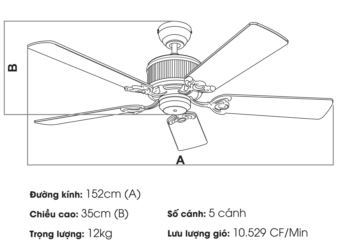 Quạt trần KaiyoKukan Oka 181 thích hợp căn phòng như thế nào ?